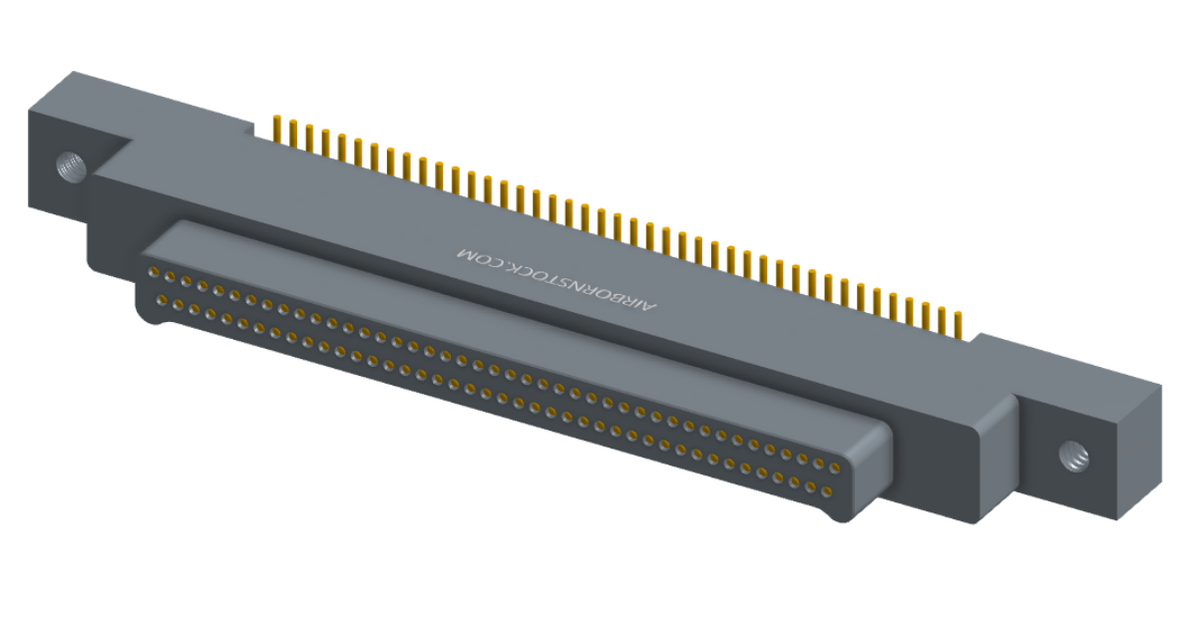 NK-2K2-085-128-0000 - Nano-miniature D-shaped vertical surface board mount (SMT) connector with mounting ears, 2 rows with 85 contacts, and no hardware. (Plug)