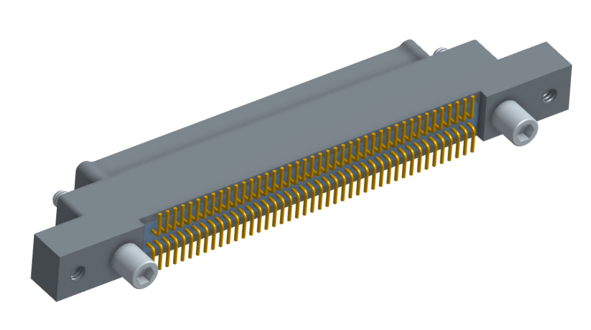 NK-2K2-085-128-JC00 - Nano-miniature D-shaped vertical surface board mount (SMT) connector with mounting ears, 2 rows with 85 contacts, and no hardware. (Plug)
