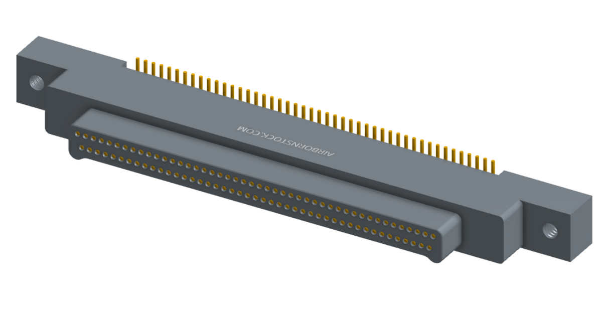 NK-2K4-091-128-0000-010 - Nano-miniature D-shaped vertical surface board mount (SMT) connector with mounting ears, 2 rows with 91 contacts, and no hardware. (Plug)