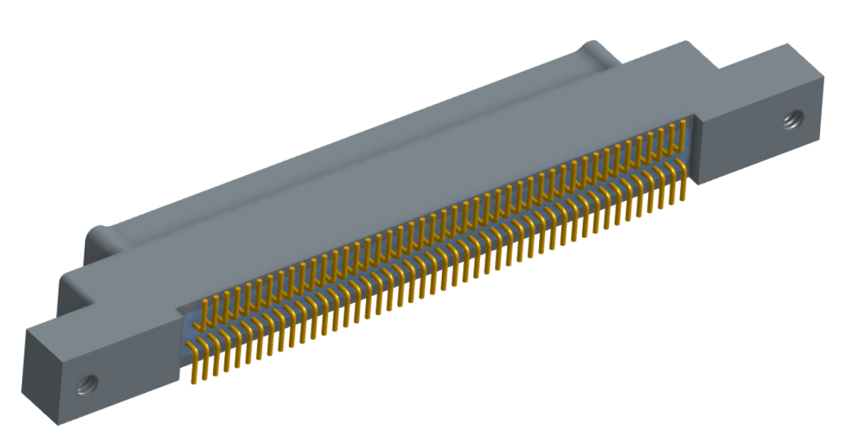 NK-2K4-091-128-0000-010 - Nano-miniature D-shaped vertical surface board mount (SMT) connector with mounting ears, 2 rows with 91 contacts, and no hardware. (Plug)
