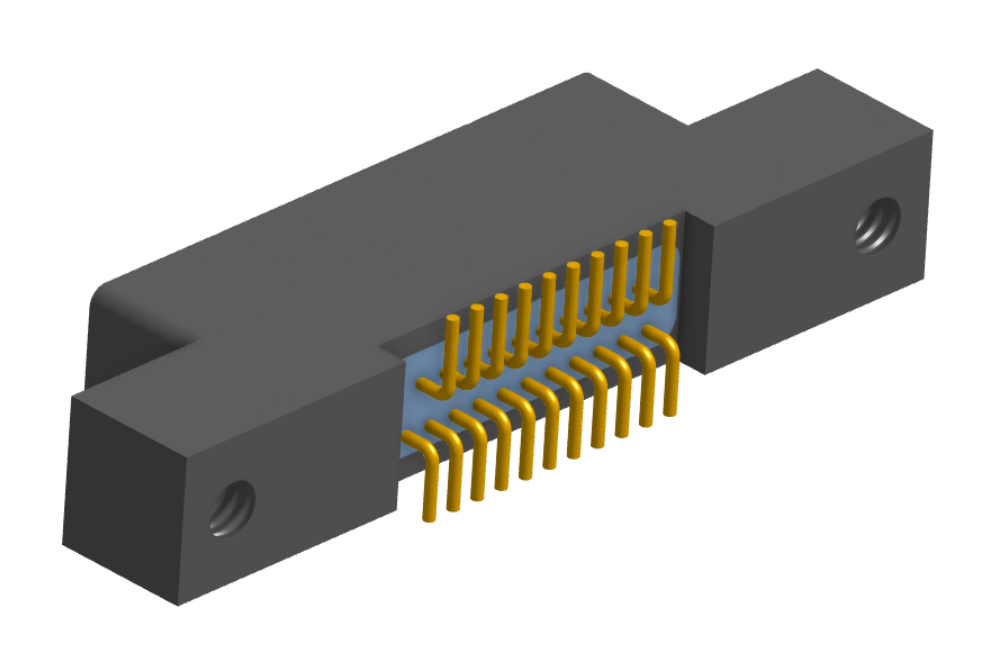 NK-2L2-021-225-0000 - Nano-miniature D-shaped vertical surface board mount (SMT) connector with mounting ears, 2 rows with 21 contacts, and no hardware. (Receptacle)