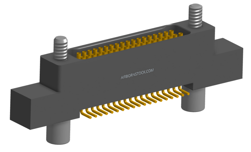 NK-2L4-037-228-JC00 - Nano-miniature D-shaped vertical surface board mount (SMT) connector with mounting ears, 2 rows with 37 contacts, and no hardware. (Receptacle)