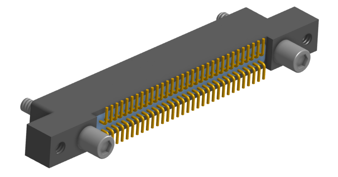 NK-2L4-065-225-JC00 - Nano-miniature D-shaped vertical surface board mount (SMT) connector with mounting ears, 2 rows with 65 contacts, and no hardware. (Receptacle)