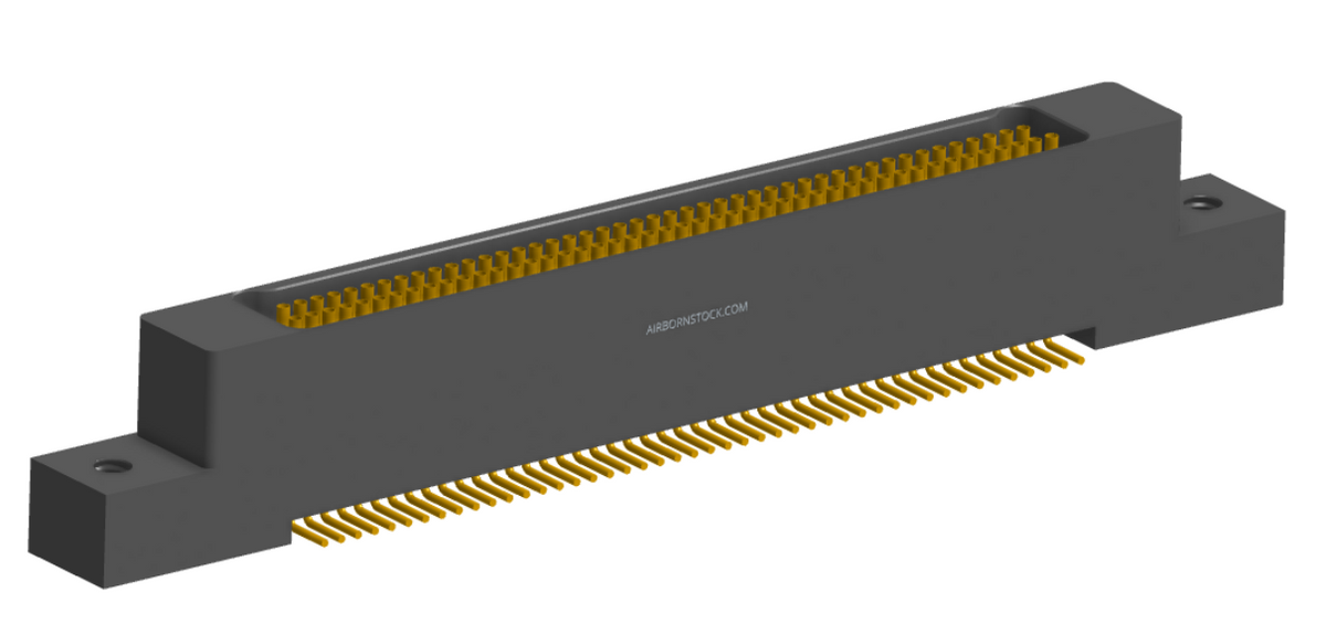 NK-2L5-091-228-0000-010 - Nano-miniature D-shaped right angle plated through hole (PTH) board mount connector with mounting holes, 2 rows with 91 contacts, and no hardware. (Receptacle)