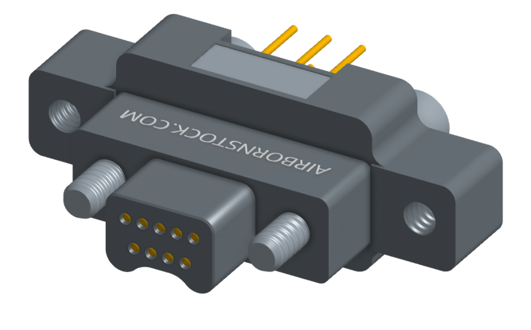 NK-2M5-009-135-JC00 - Nano-miniature D-shaped vertical plated through hole (PTH) board mount connector with mounting ears, 2 rows with 9 contacts, and no hardware. (Plug)
