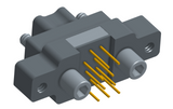NK-2M5-009-135-JC00 - Nano-miniature D-shaped vertical plated through hole (PTH) board mount connector with mounting ears, 2 rows with 9 contacts, and no hardware. (Plug)