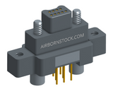 NK-2M5-009-135-JC00 - Nano-miniature D-shaped vertical plated through hole (PTH) board mount connector with mounting ears, 2 rows with 9 contacts, and no hardware. (Plug)