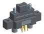 NK-2M4-009-135-JC00 - Nano-miniature D-shaped vertical plated through hole (PTH) board mount connector with mounting ears, 2 rows with 9 contacts, and no hardware. (Plug)