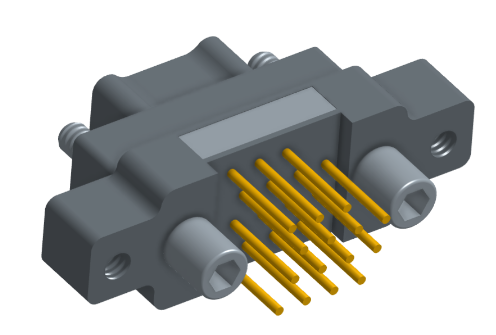 NK-2M5-015-135-JC00 - Nano-miniature D-shaped vertical plated through hole (PTH) board mount connector with mounting ears, 2 rows with 15 contacts, and no hardware. (Plug)