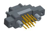 NK-2M5-015-135-JC00 - Nano-miniature D-shaped vertical plated through hole (PTH) board mount connector with mounting ears, 2 rows with 15 contacts, and no hardware. (Plug)