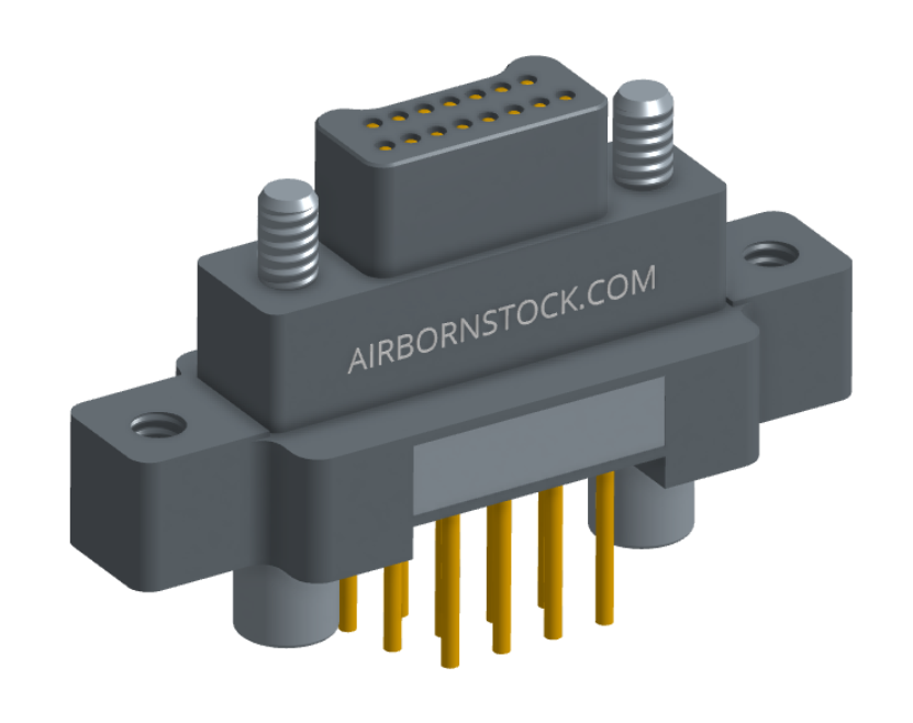 NK-2M5-015-135-JC00 - Nano-miniature D-shaped vertical plated through hole (PTH) board mount connector with mounting ears, 2 rows with 15 contacts, and no hardware. (Plug)