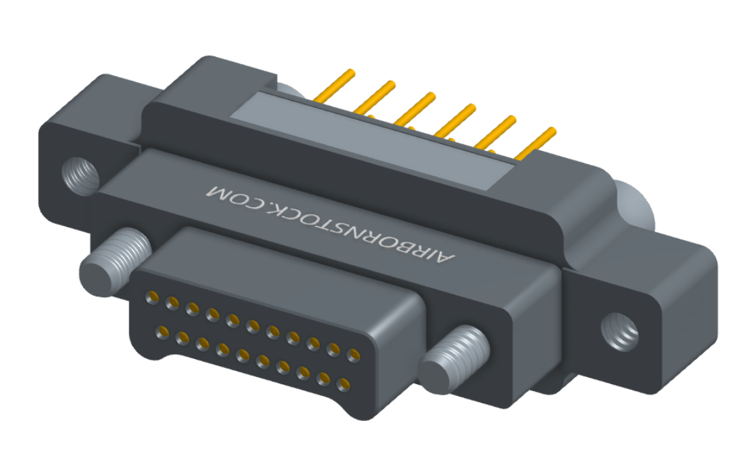 NK-2M5-021-138-JC00 - Nano-miniature D-shaped vertical plated through hole (PTH) board mount connector with mounting ears, 2 rows with 21 contacts, and no hardware. (Plug)