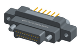 NK-2M5-021-138-JC00 - Nano-miniature D-shaped vertical plated through hole (PTH) board mount connector with mounting ears, 2 rows with 21 contacts, and no hardware. (Plug)