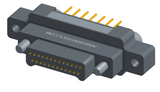 NK-2M5-025-135-JC00 - Nano-miniature D-shaped vertical plated through hole (PTH) board mount connector with mounting ears, 2 rows with 25 contacts, and no hardware. (Plug)
