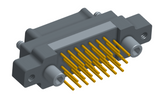 NK-2M5-031-158-JC00 - Nano-miniature D-shaped vertical plated through hole (PTH) board mount connector with mounting ears, 2 rows with 31 contacts, and no hardware. (Plug)
