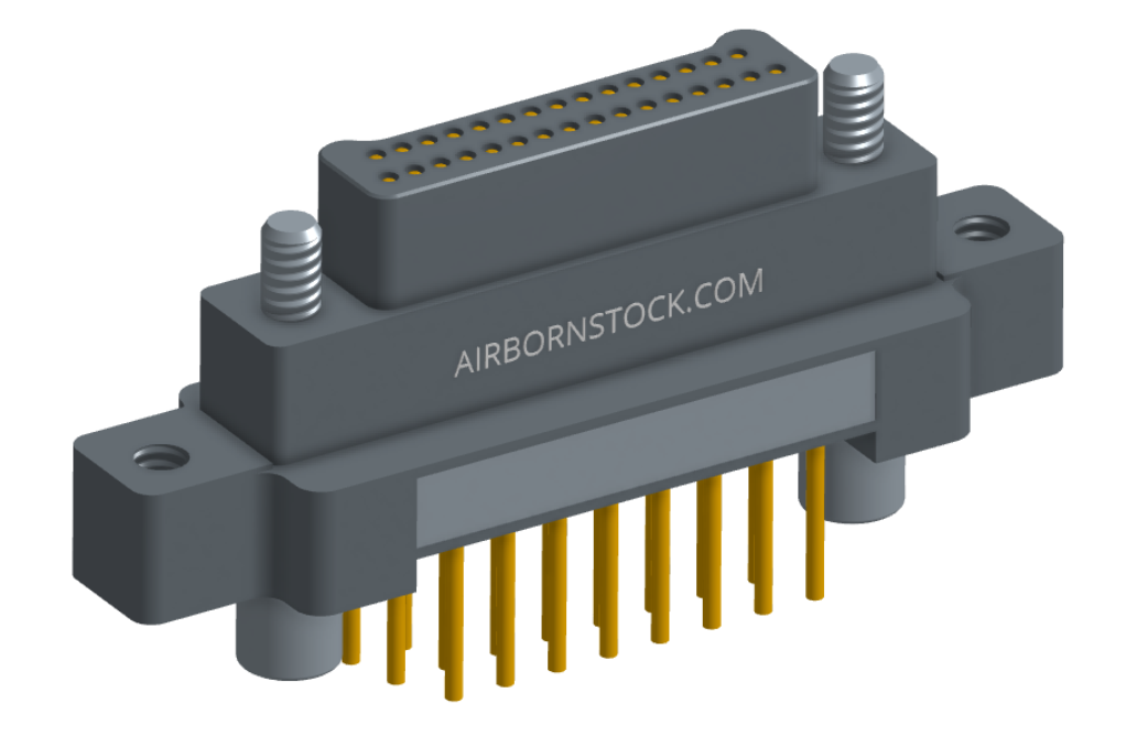 NK-2M5-031-158-JC00 - Nano-miniature D-shaped vertical plated through hole (PTH) board mount connector with mounting ears, 2 rows with 31 contacts, and no hardware. (Plug)