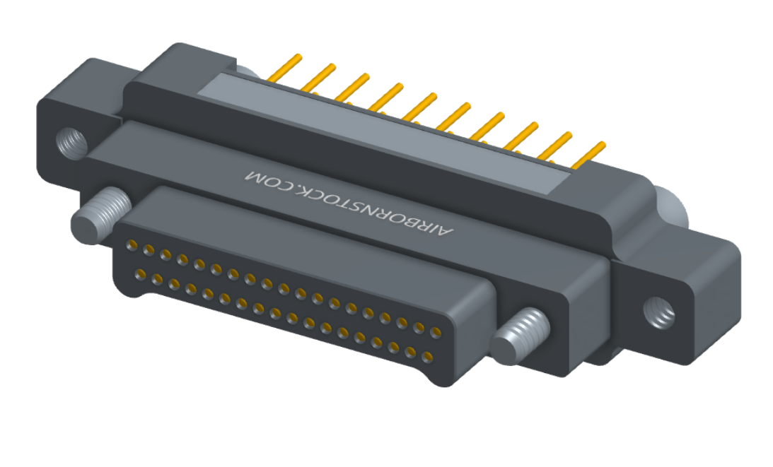NK-2M5-037-155-JC00 - Nano-miniature D-shaped vertical plated through hole (PTH) board mount connector with mounting ears, 2 rows with 37 contacts, and no hardware. (Plug)