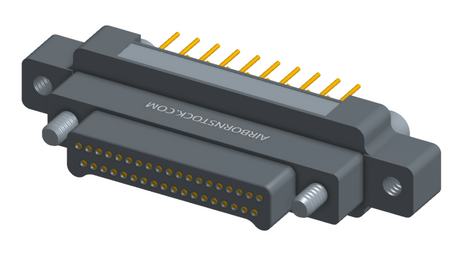 NK-2M5-037-158-JC00 - Nano-miniature D-shaped vertical plated through hole (PTH) board mount connector with mounting ears, 2 rows with 37 contacts, and no hardware. (Plug)