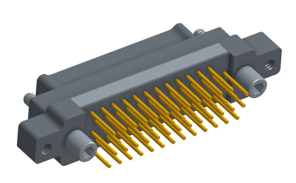 NK-2M5-051-155-JC00 - Nano-miniature D-shaped vertical plated through hole (PTH) board mount connector with mounting ears, 2 rows with 51 contacts, and no hardware. (Plug)