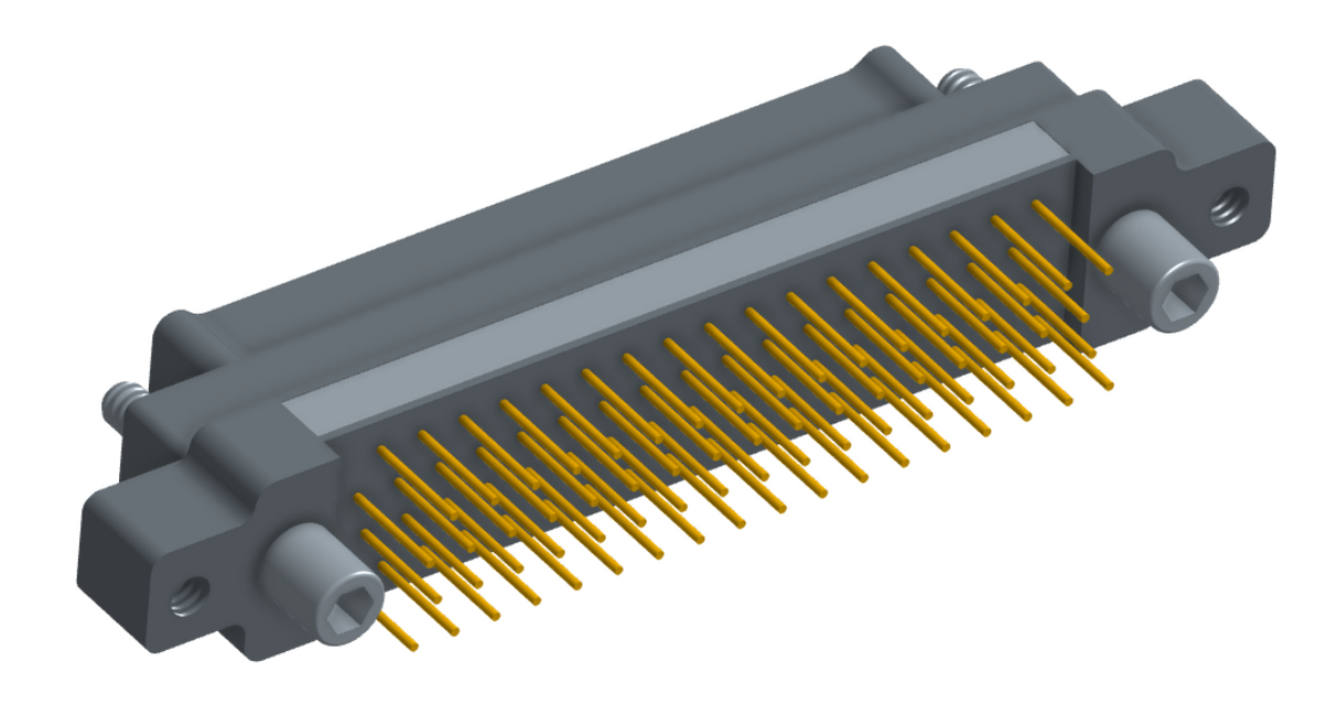 NK-2M5-069-155-JC00 - Nano-miniature D-shaped vertical plated through hole (PTH) board mount connector with mounting ears, 2 rows with 69 contacts, and no hardware. (Plug)