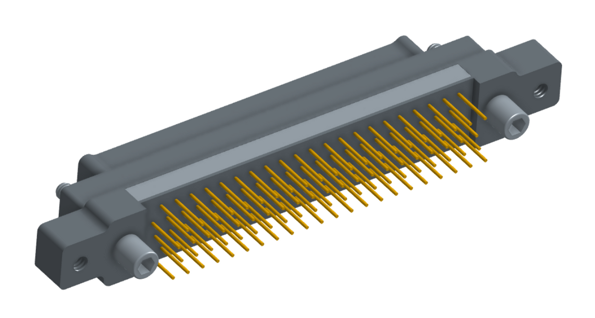NK-2M5-085-155-JC00 - Nano-miniature D-shaped vertical plated through hole (PTH) board mount connector with mounting ears, 2 rows with 85 contacts, and no hardware. (Plug)