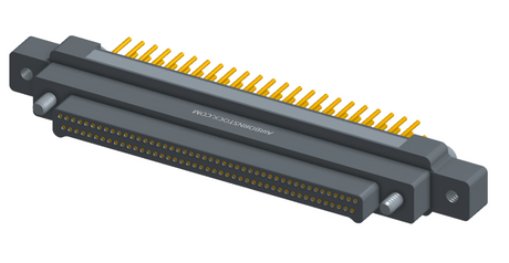 NK-2M5-091-158-JC00 - Nano-miniature D-shaped vertical plated through hole (PTH) board mount connector with mounting ears, 2 rows with 91 contacts, and no hardware. (Plug)