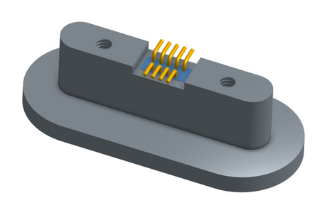 NKRP-2B4-009-225-TH00 - Nano-miniature D-shaped rear panel mount vertical surface board mount (SMT) connector with fluorosilicone o-ring, 2 rows with 36617 contacts, and threaded holes for attachment hardware. (Receptacle)