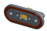 NKRP-2B4-009-228-TH00 - Nano-miniature D-shaped rear panel mount vertical surface board mount (SMT) connector with fluorosilicone o-ring, 2 rows with 36617 contacts, and threaded holes for attachment hardware. (Receptacle)