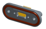 NKRP-2B4-015-228-TH00 - Nano-miniature D-shaped rear panel mount vertical surface board mount (SMT) connector with fluorosilicone o-ring, 2 rows with 36617 contacts, and threaded holes for attachment hardware. (Receptacle)