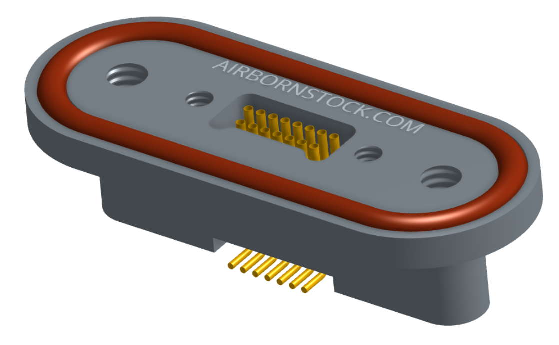 NKRP-2B4-015-228-TH00 - Nano-miniature D-shaped rear panel mount vertical surface board mount (SMT) connector with fluorosilicone o-ring, 2 rows with 36617 contacts, and threaded holes for attachment hardware. (Receptacle)