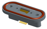 NKRP-2B4-015-228-TH00 - Nano-miniature D-shaped rear panel mount vertical surface board mount (SMT) connector with fluorosilicone o-ring, 2 rows with 36617 contacts, and threaded holes for attachment hardware. (Receptacle)
