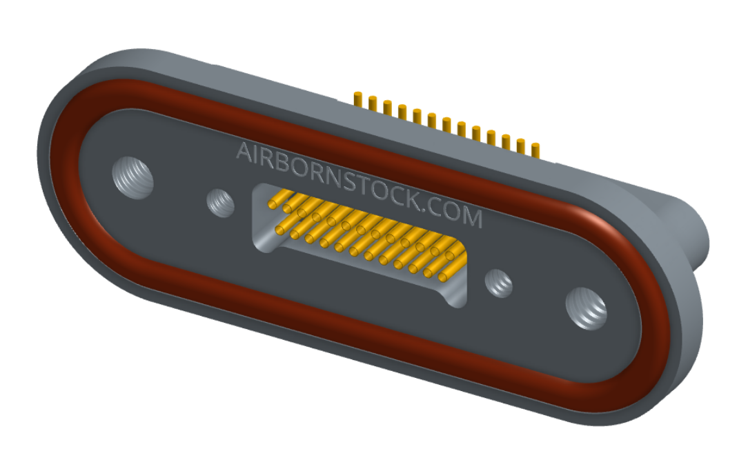 NKRP-2B4-025-225-TH00 - Nano-miniature D-shaped rear panel mount vertical surface board mount (SMT) connector with fluorosilicone o-ring, 2 rows with 36617 contacts, and threaded holes for attachment hardware. (Receptacle)