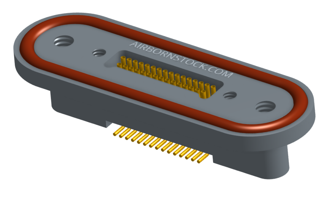 NKRP-2B4-031-228-TH00 - Nano-miniature D-shaped rear panel mount vertical surface board mount (SMT) connector with fluorosilicone o-ring, 2 rows with 36617 contacts, and threaded holes for attachment hardware. (Receptacle)