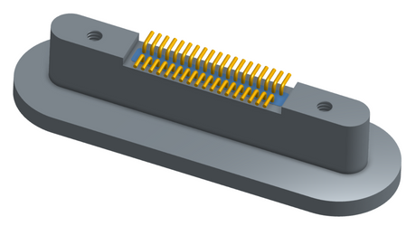 NKRP-2B4-037-225-TH00 - Nano-miniature D-shaped rear panel mount vertical surface board mount (SMT) connector with fluorosilicone o-ring, 2 rows with 36617 contacts, and threaded holes for attachment hardware. (Receptacle)