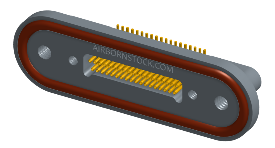 NKRP-2B4-037-225-TH00 - Nano-miniature D-shaped rear panel mount vertical surface board mount (SMT) connector with fluorosilicone o-ring, 2 rows with 36617 contacts, and threaded holes for attachment hardware. (Receptacle)