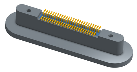 NKRP-2B4-051-225-TH00 - Nano-miniature D-shaped rear panel mount vertical surface board mount (SMT) connector with fluorosilicone o-ring, 2 rows with 36617 contacts, and threaded holes for attachment hardware. (Receptacle)