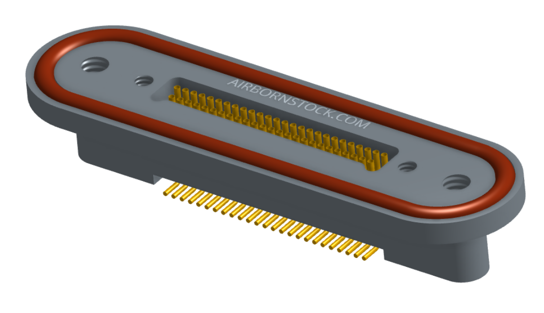 NKRP-2B4-051-228-TH00 - Nano-miniature D-shaped rear panel mount vertical surface board mount (SMT) connector with fluorosilicone o-ring, 2 rows with 36617 contacts, and threaded holes for attachment hardware. (Receptacle)