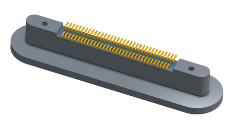 NKRP-2B4-069-225-TH00 - Nano-miniature D-shaped rear panel mount vertical surface board mount (SMT) connector with fluorosilicone o-ring, 2 rows with 36617 contacts, and threaded holes for attachment hardware. (Receptacle)