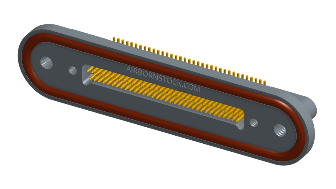 NKRP-2B4-069-225-TH00-EMI - Nano-miniature D-shaped rear panel mount vertical surface board mount (SMT) connector with EMI o-ring in lieu of fluorosilicone o-ring, 2 rows with 36617 contacts, and threaded holes for attachment hardware. (Receptacle)
