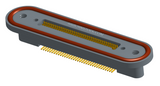 NKRP-2B4-069-225-TH00-EMI - Nano-miniature D-shaped rear panel mount vertical surface board mount (SMT) connector with EMI o-ring in lieu of fluorosilicone o-ring, 2 rows with 36617 contacts, and threaded holes for attachment hardware. (Receptacle)