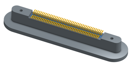 NKRP-2B4-085-225-TH00 - Nano-miniature D-shaped rear panel mount vertical surface board mount (SMT) connector with fluorosilicone o-ring, 2 rows with 36617 contacts, and threaded holes for attachment hardware. (Receptacle)