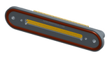 NKRP-2B4-085-225-TH00 - Nano-miniature D-shaped rear panel mount vertical surface board mount (SMT) connector with fluorosilicone o-ring, 2 rows with 36617 contacts, and threaded holes for attachment hardware. (Receptacle)