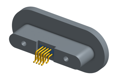 NKRP-2D4-009-225-TH00 - Nano-miniature D-shaped rear panel mount horizontal surface board mount (SMT) connector with fluorosilicone o-ring, 2 rows with 36617 contacts, and threaded holes for attachment hardware. (Receptacle)