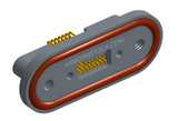 NKRP-2D4-015-225-TH00 - Nano-miniature D-shaped rear panel mount horizontal surface board mount (SMT) connector with fluorosilicone o-ring, 2 rows with 36617 contacts, and threaded holes for attachment hardware. (Receptacle)
