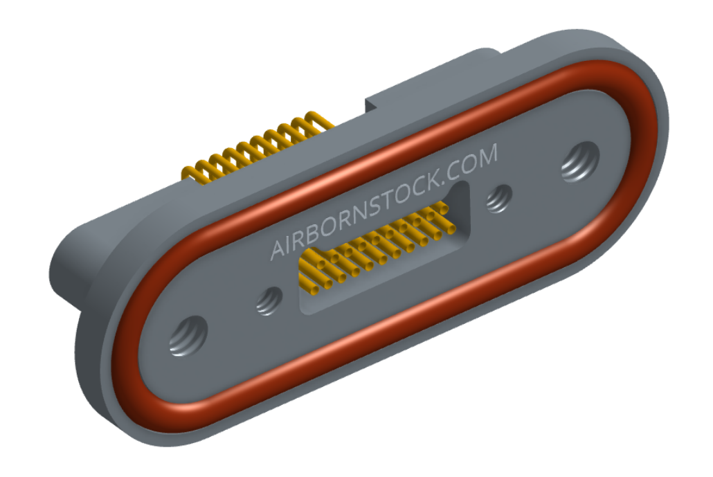 NKRP-2D4-021-228-TH00-EMI - Nano-miniature D-shaped rear panel mount horizontal surface board mount (SMT) connector with EMI o-ring in lieu of fluorosilicone o-ring, 2 rows with 36617 contacts, and threaded holes for attachment hardware. (Receptacle)