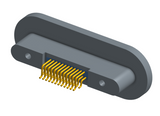 NKRP-2D4-025-228-TH00 - Nano-miniature D-shaped rear panel mount horizontal surface board mount (SMT) connector with fluorosilicone o-ring, 2 rows with 36617 contacts, and threaded holes for attachment hardware. (Receptacle)