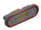 NKRP-2D4-025-228-TH00 - Nano-miniature D-shaped rear panel mount horizontal surface board mount (SMT) connector with fluorosilicone o-ring, 2 rows with 36617 contacts, and threaded holes for attachment hardware. (Receptacle)
