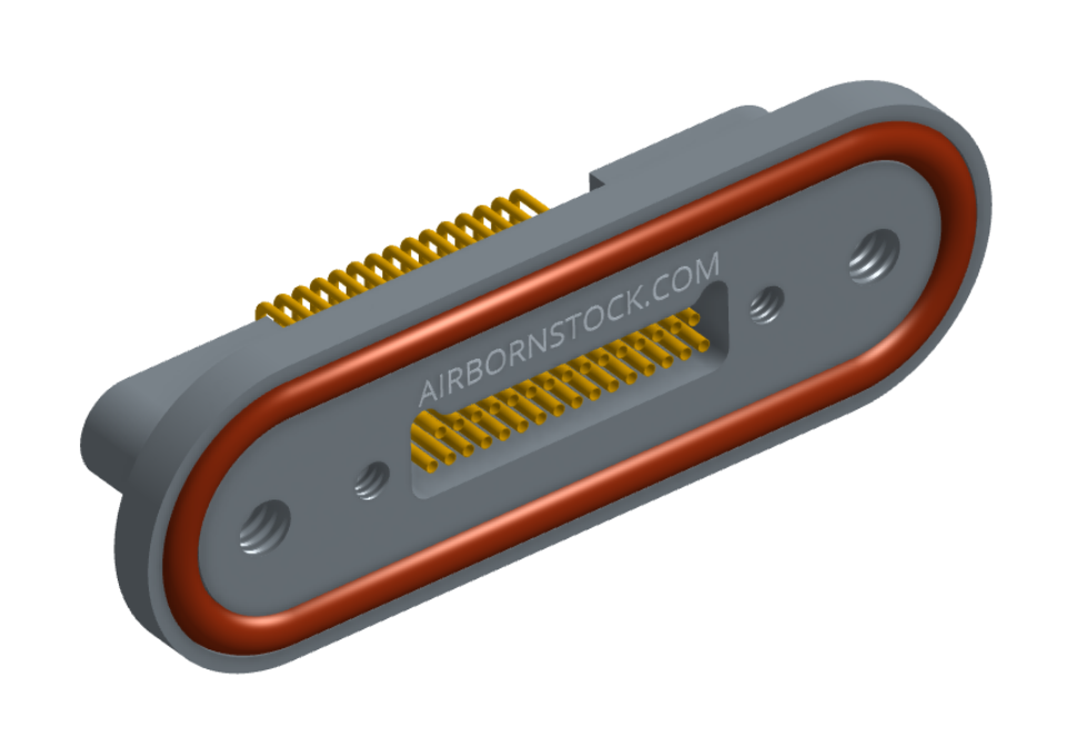 NKRP-2D4-031-225-TH00 - Nano-miniature D-shaped rear panel mount horizontal surface board mount (SMT) connector with fluorosilicone o-ring, 2 rows with 36617 contacts, and threaded holes for attachment hardware. (Receptacle)