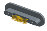 NKRP-2D4-037-225-TH00-EMI - Nano-miniature D-shaped rear panel mount horizontal surface board mount (SMT) connector with EMI o-ring in lieu of fluorosilicone o-ring, 2 rows with 36617 contacts, and threaded holes for attachment hardware. (Receptacle)