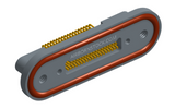 NKRP-2D4-037-225-TH00-EMI - Nano-miniature D-shaped rear panel mount horizontal surface board mount (SMT) connector with EMI o-ring in lieu of fluorosilicone o-ring, 2 rows with 36617 contacts, and threaded holes for attachment hardware. (Receptacle)